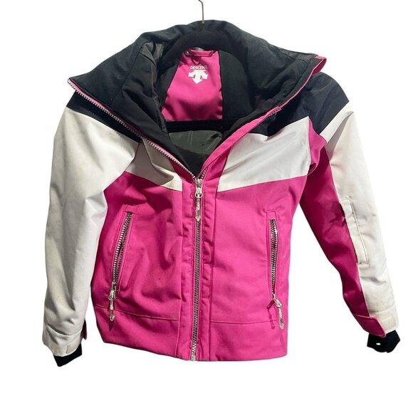 Descente Girls 6 Pink Black White Ski Jacket Winter Insulated - Picture 1 of 5